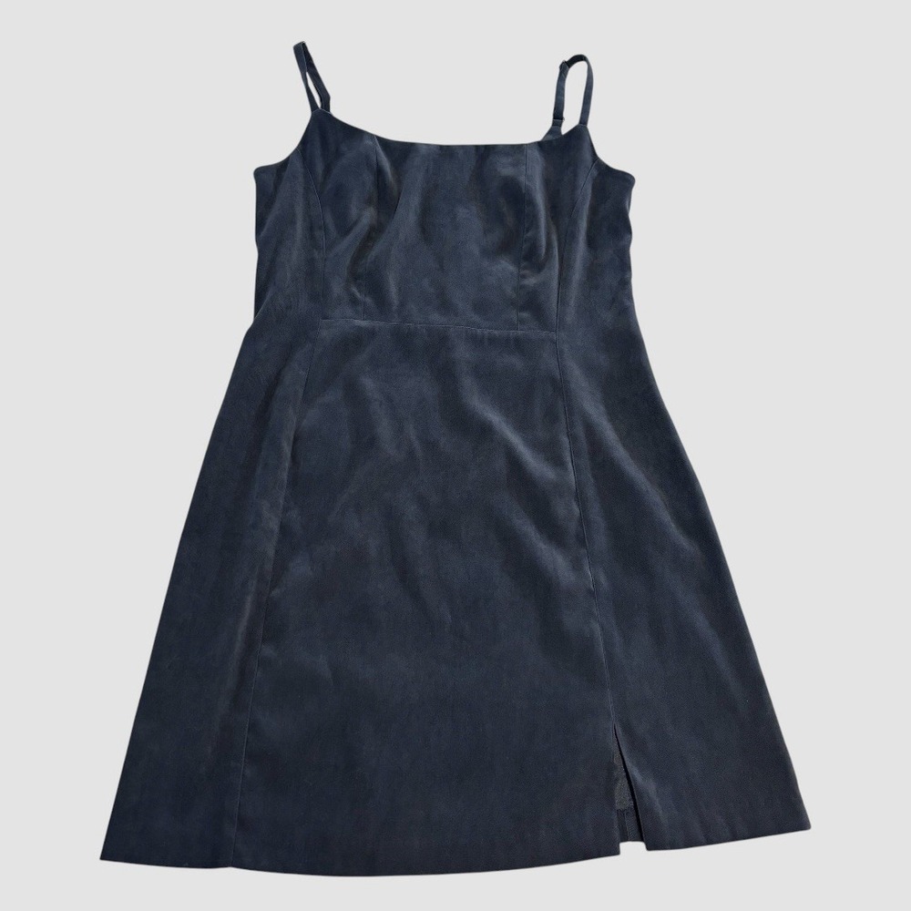 Vintage Y2K Express Womens 5/6 Faux Suede Sleeveless Mini Dress Navy Stretch 90s